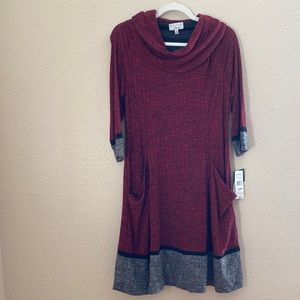 New Robbie Bee Women's Cowl-Neck Sweater Dress Red size large